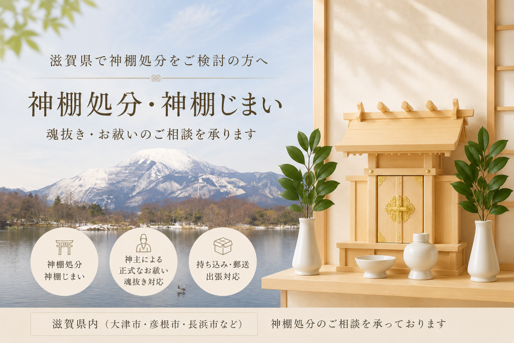 滋賀県の神棚処分と神棚じまいのイメージ 伊吹山 神棚処分 魂抜き お祓い 大津市 彦根市 長浜市対応