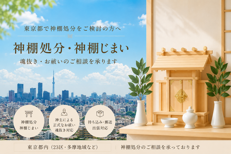東京都の神棚処分と神棚じまいのイメージ 神棚処分 魂抜き お祓い 台東区 23区 多摩地域対応